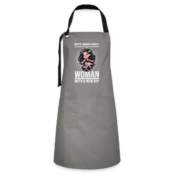 Hip Replacement Surgery Arthroplasty - Artisan Apron - grey/black - Front - Zoe (177cm)