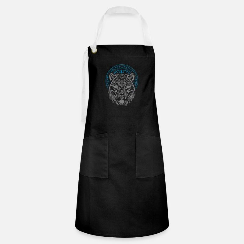 Wikinger Tshirt Viking Valhalla Walhalla Gott Odin - Kontrastschürze - Schwarz/Weiß