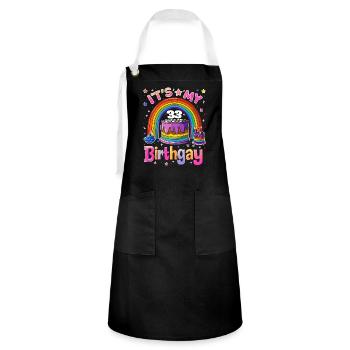 It's my birthgay birth-gay lgbt gay - Artisan Apron - black/white - Front - Zoe (177cm)