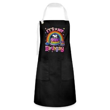 It's my birthgay birth-gay lgbt gay - Artisan Apron - black/white - Front - Zoe (177cm)