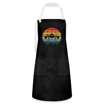 Airplane Tshirt Men's Helicopter Pilot Airplane - Artisan Apron - black/white - Front - Zoe (177cm)