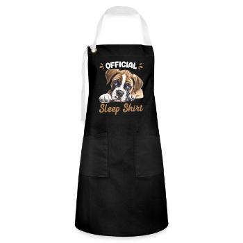 Deutscher Boxer OFFICIAL SLEEP SHIRT Boxer - Kontrastschürze - Schwarz/Weiß - Vorne - Zoe (177cm)