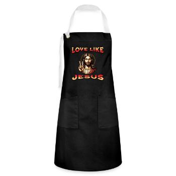 Love Like Jesus Western Style Jesus Face - Artisan Apron - black/white - Front - Zoe (177cm)