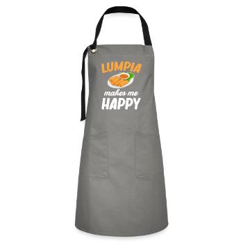 Lumpia me rend heureux Pinoy Shanghai Adobo - Tablier contrasté - gris/noir - Devant - Zoe (177cm)