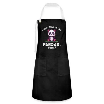 Panda Panda Bear Funny - Artisan Apron - black/white - Front - Zoe (177cm)