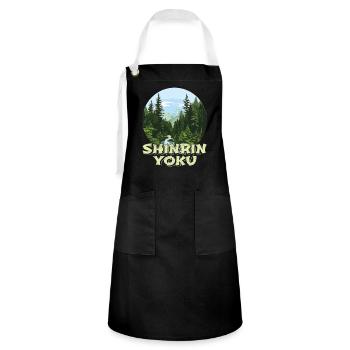 Shinrin Yoku Japanese Art Nature Forest - Kontrastschürze - Schwarz/Weiß - Vorne - Zoe (177cm)