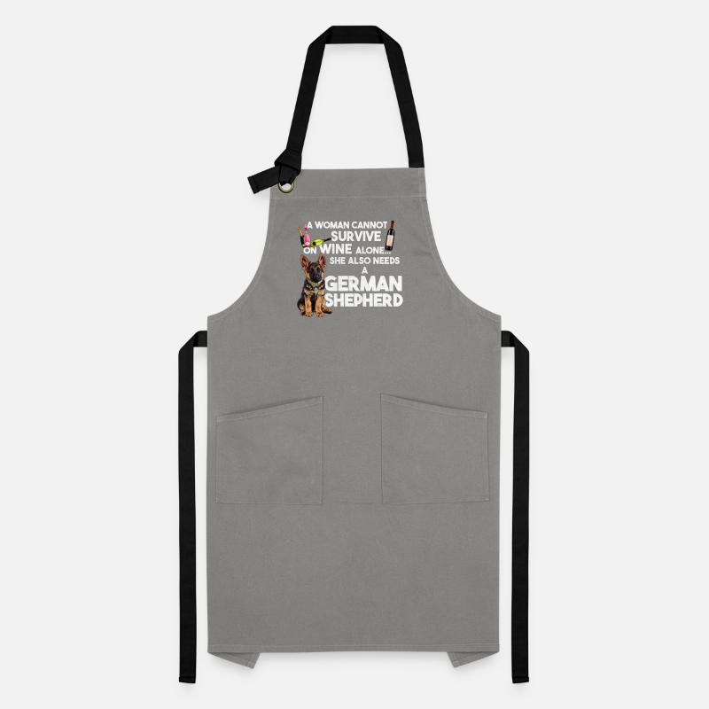 German Shepherd WOMAN CANNOT SURVIVE ON WINE Artisan Apron