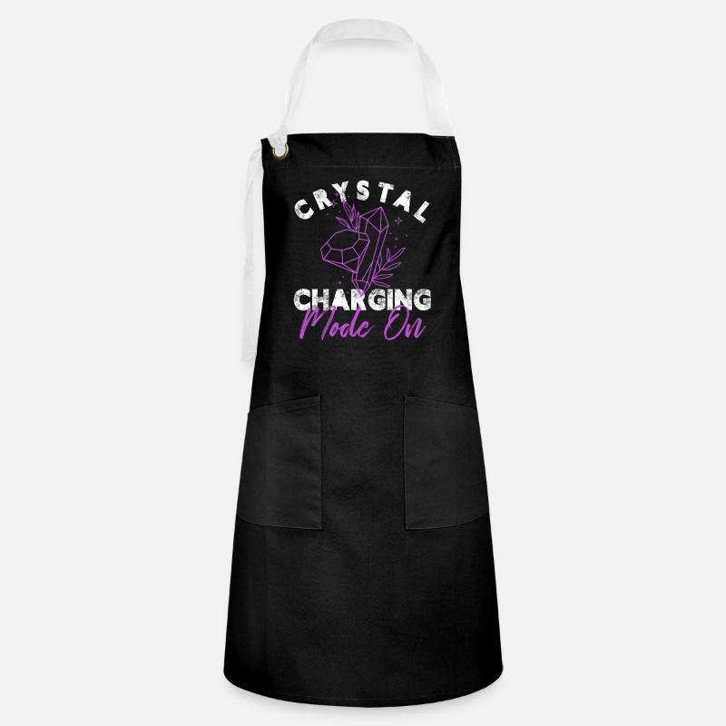 Crystal Charging Mode On Chakra Healer Lightworker - Artisan Apron - black/white