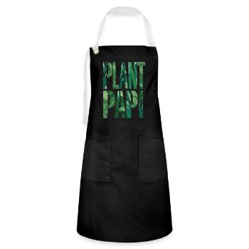 Plant Papi Gärtner Papa Natur Liebhaber - Kontrastschürze - Schwarz/Weiß - Vorne - Zoe (177cm)