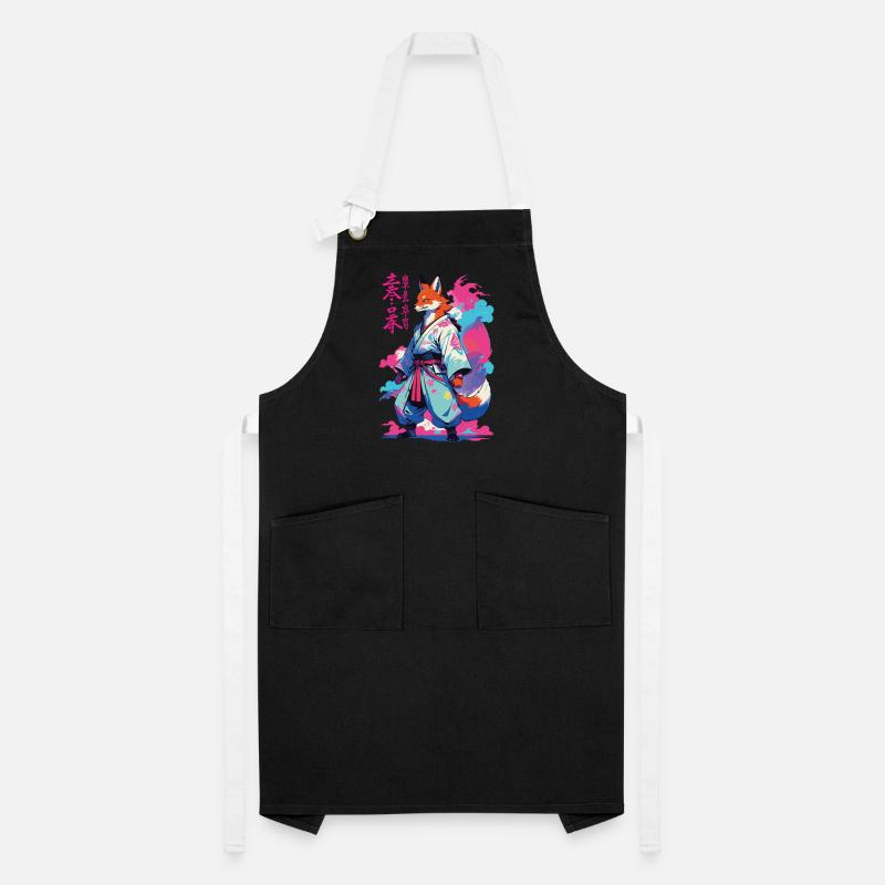 Kitsune Samurai Fox Aesthetic Vaporwave Style Artisan Apron