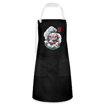 Japanischer Daruma Aesthetic Yokai Design - Kontrastschürze - Schwarz/Weiß - Vorne - Zoe (177cm)