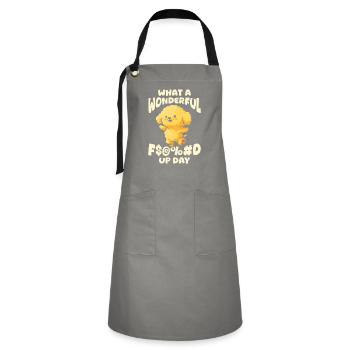 Golden Doodle Fucked Up Day - Artisan Apron - grey/black - Front - Zoe (177cm)