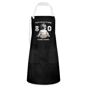 Child 80th Birthday - Artisan Apron - black/white - Front - Zoe (177cm)