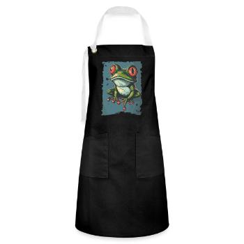 Frogs Catch Frog Hunter Frog Catcher - Artisan Apron - black/white - Front - Zoe (177cm)