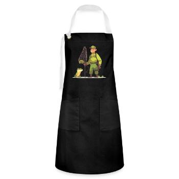Frogs Catch Frog Hunter Frog Catcher - Artisan Apron - black/white - Front - Zoe (177cm)