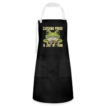 Frogs Catch Frog Hunter Frog Catcher - Artisan Apron - black/white - Front - Zoe (177cm)
