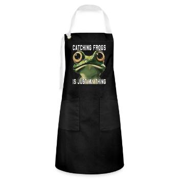Frogs Catch Frog Hunter Frog Catcher - Artisan Apron - black/white - Front - Zoe (177cm)