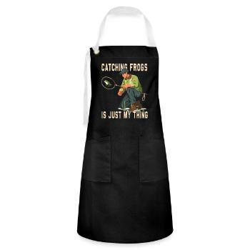 Frogs Catch Frog Hunter Frog Catcher - Artisan Apron - black/white - Front - Zoe (177cm)