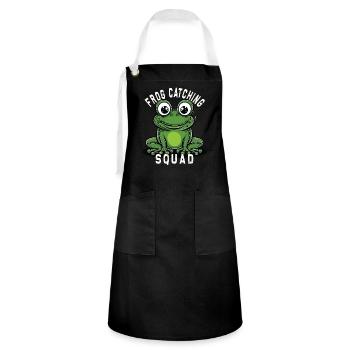 Frogs Catch Frog Hunter Frog Catcher - Artisan Apron - black/white - Front - Zoe (177cm)