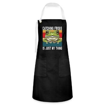 Frogs Catch Frog Hunter Frog Catcher - Artisan Apron - black/white - Front - Zoe (177cm)