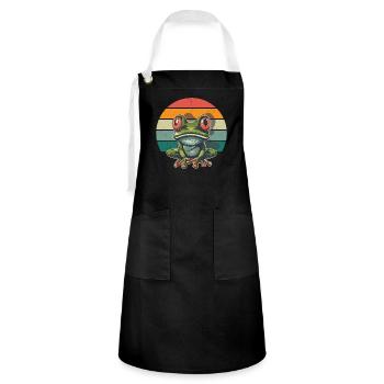 Frogs Catch Frog Hunter Frog Catcher - Artisan Apron - black/white - Front - Zoe (177cm)