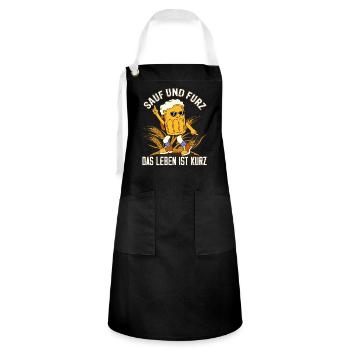 "Drink and fart, life is short" Beer - Artisan Apron - black/white - Front - Zoe (177cm)