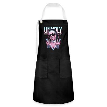 Provocative and expressive – rebellious fashion - Artisan Apron - black/white - Front - Zoe (177cm)