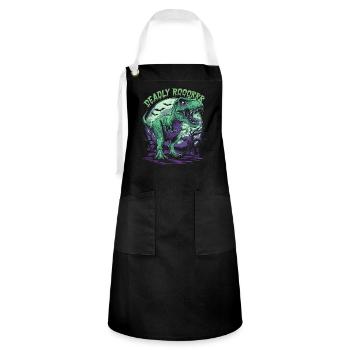 Zombie T-REX – Rugissement mortel pour les amateurs de dinosaures - Tablier contrasté - noir/blanc - Devant - Zoe (177cm)