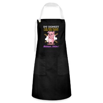 Pig Tshirt Funny Funny Humor Women Cute - Artisan Apron - black/white - Front - Zoe (177cm)