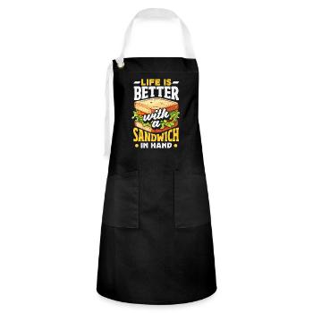 Sandwich Day Snack Celebration Sandwich - Artisan Apron - black/white - Front - Zoe (177cm)
