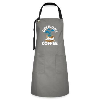 Dolphins and coffee lovers - Artisan Apron - grey/black - Front - Zoe (177cm)