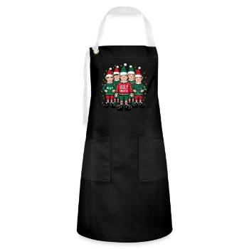 Elf Ugly Christmas Weihnachten Xmas Santa Claus - Kontrastschürze - Schwarz/Weiß - Vorne - Zoe (177cm)