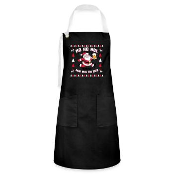 Bier Ugly Christmas Weihnachten Xmas Santa Claus - Kontrastschürze - Schwarz/Weiß - Vorne - Zoe (177cm)