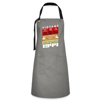 81 years old Vintage 1944 women & men Birthday - Kontrastschürze - Grau/Schwarz - Vorne - Zoe (177cm)