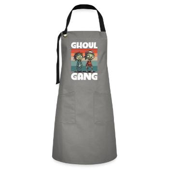 Halloween Kostüm Kinder GHOUL GANG Gruseliges - Kontrastschürze - Grau/Schwarz - Vorne - Zoe (177cm)