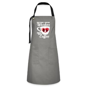 Travailleur social instantané Café simple - Tablier contrasté - gris/noir - Devant - Zoe (177cm)