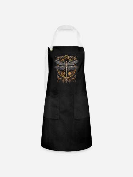 Steampunk-libelle - Kontrastschürze - Schwarz/Weiß