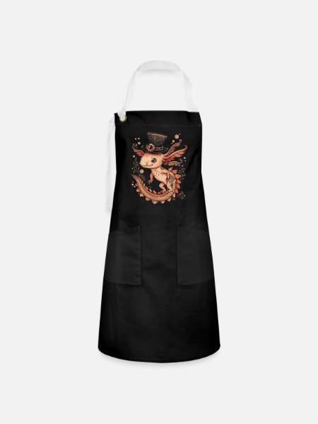 Steampunk Axolotl - Kontrastschürze - Schwarz/Weiß