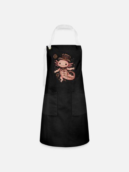 Steampunk Axolotl - Kontrastschürze - Schwarz/Weiß