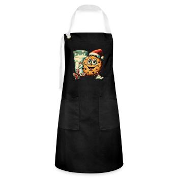 Christmas Retro Vintage Biscuit Style - Artisan Apron - black/white - Front - Zoe (177cm)