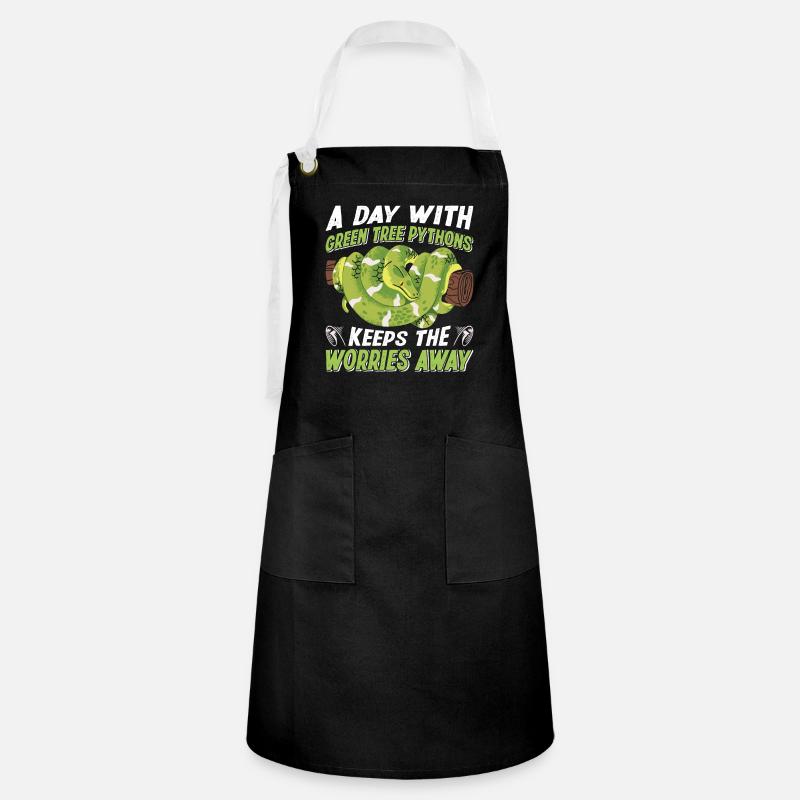 Green Tree Python - Kontrastschürze - Schwarz/Weiß