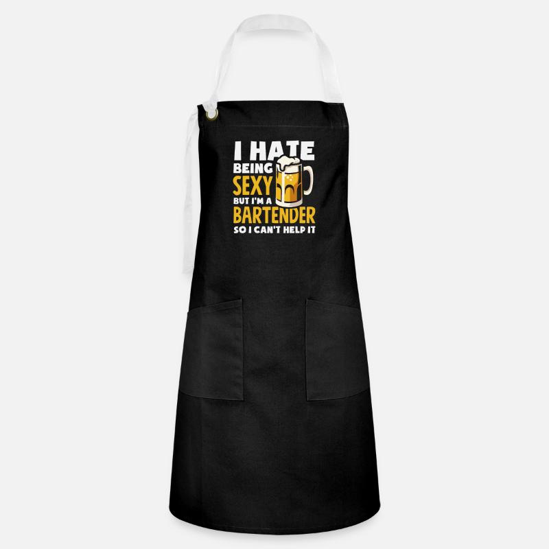 Funny Bartender Saying Bartender Gift - Artisan Apron - black/white