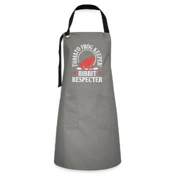 Tomato Frog Lover Animal Amphibian Froggy Toad - Artisan Apron - grey/black - Front - Zoe (177cm)