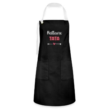 meilleure tata coeur cadeau tante - Tablier contrasté - noir/blanc - Devant - Zoe (177cm)