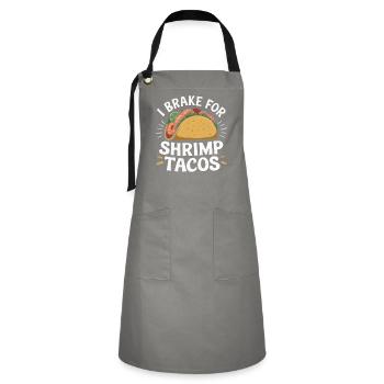 Garnelen Tacos Mexikanisches Essen Mexiko Küche Feinschmecker - Kontrastschürze - Grau/Schwarz - Vorne - Zoe (177cm)
