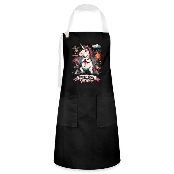 Funny Unicorn Meme Stomach Ache - Artisan Apron - black/white - Front - Zoe (177cm)