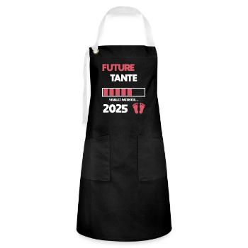 Aunt future 2025 pregnancy announcement - Artisan Apron - black/white - Front - Zoe (177cm)