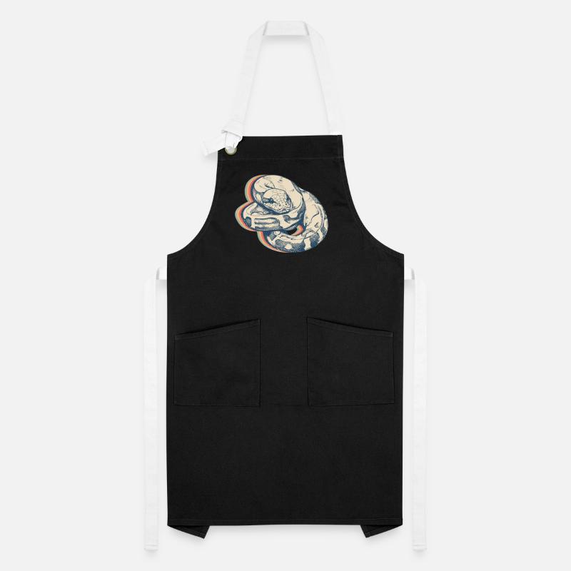 Kugelpython Schlange Retro Line Art Kontrastschürze