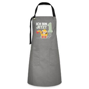 I'm Now 1 Bagger Bear 1st Birthday - Artisan Apron - grey/black - Front - Zoe (177cm)