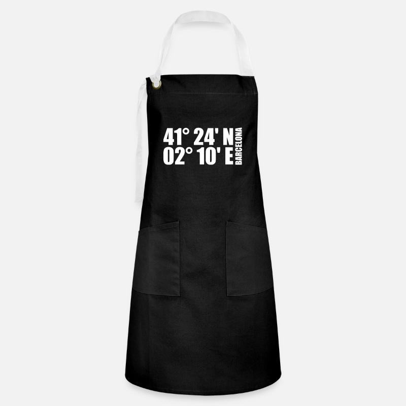 Barcelona Coordinates - Artisan Apron - black/white